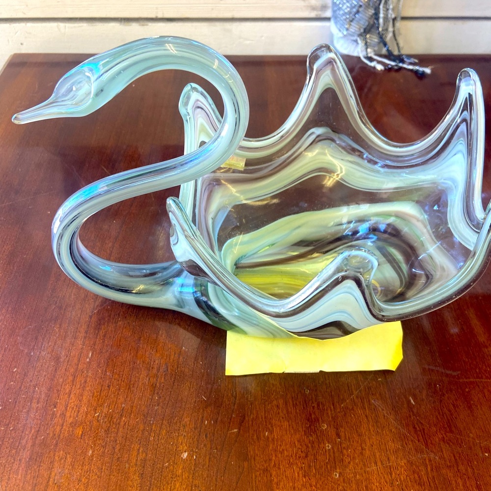 Vintage Hand blown glass swan